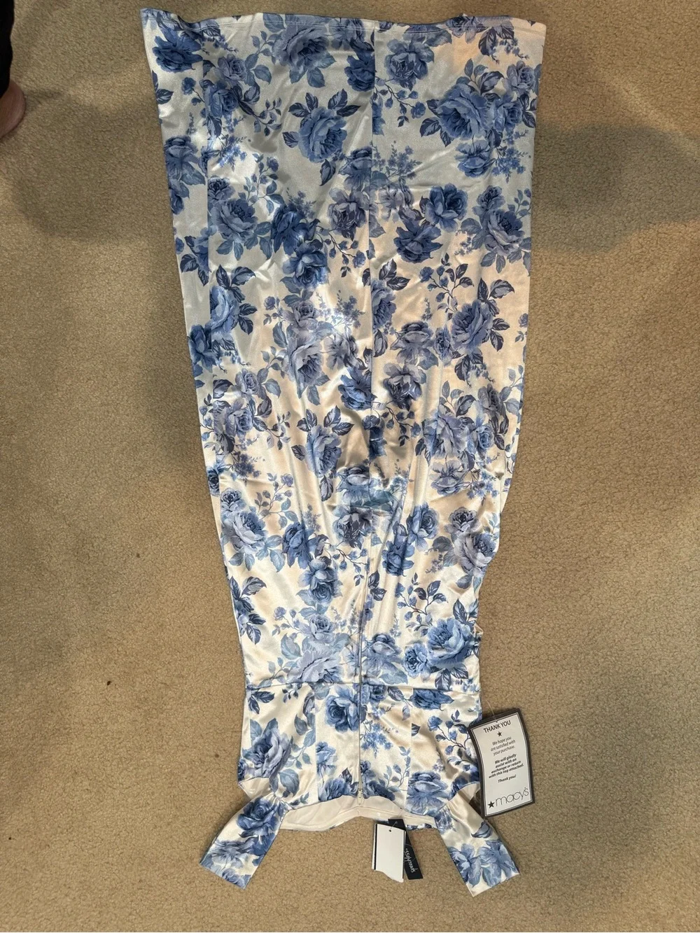 Macy's White Dress with Blue Floral Print